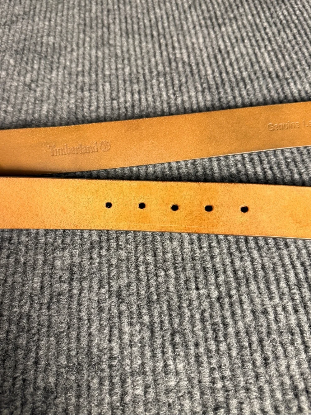 Timberland Men's Tan Leather Belt with Antique Brass Buckle